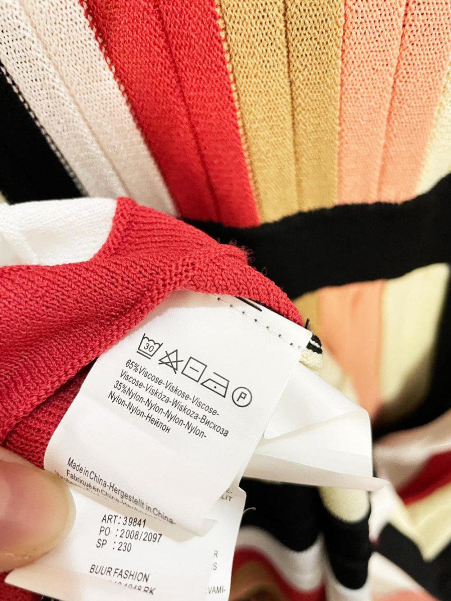 yest netherlands pleated stripe knit sleeveless maxi dress - good market thrift store