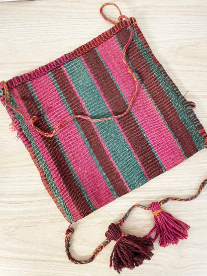 vintage boho woven wool tassel bag - good market thrift store