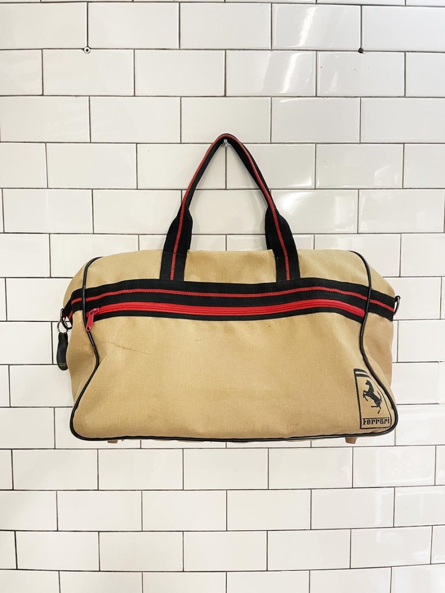 vintage 70s ferrari stripe duffle bag - good market thrift store