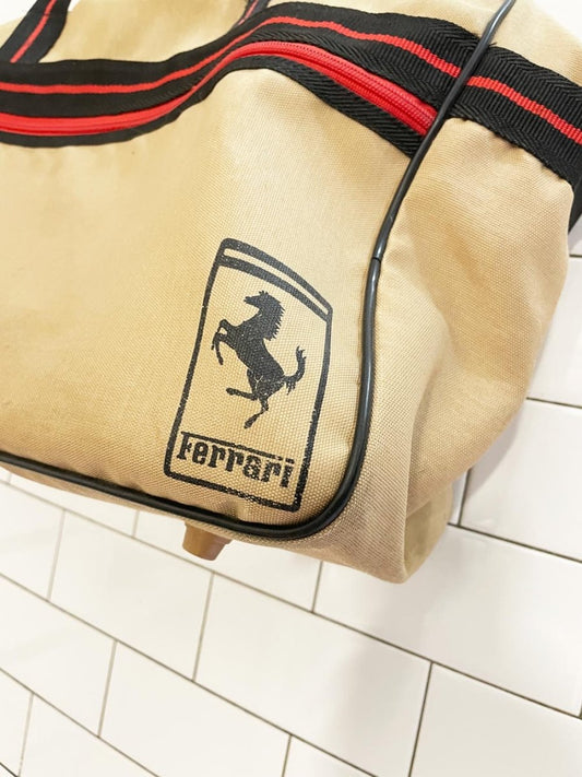 vintage 70s ferrari stripe duffle bag - good market thrift store