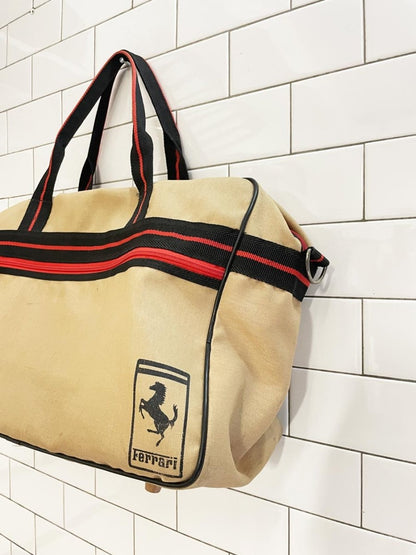 vintage 70s ferrari stripe duffle bag - good market thrift store