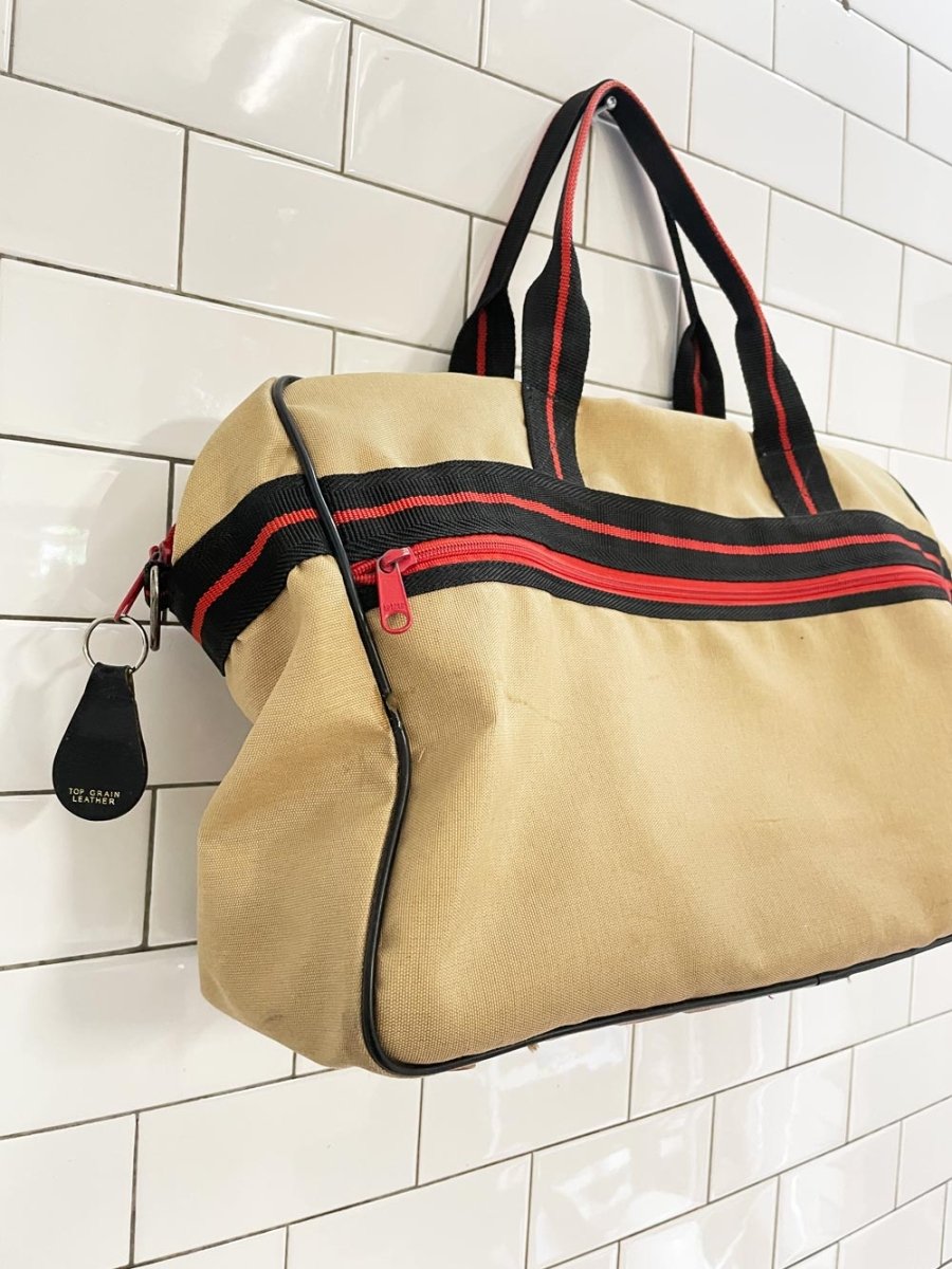 vintage 70s ferrari stripe duffle bag - good market thrift store