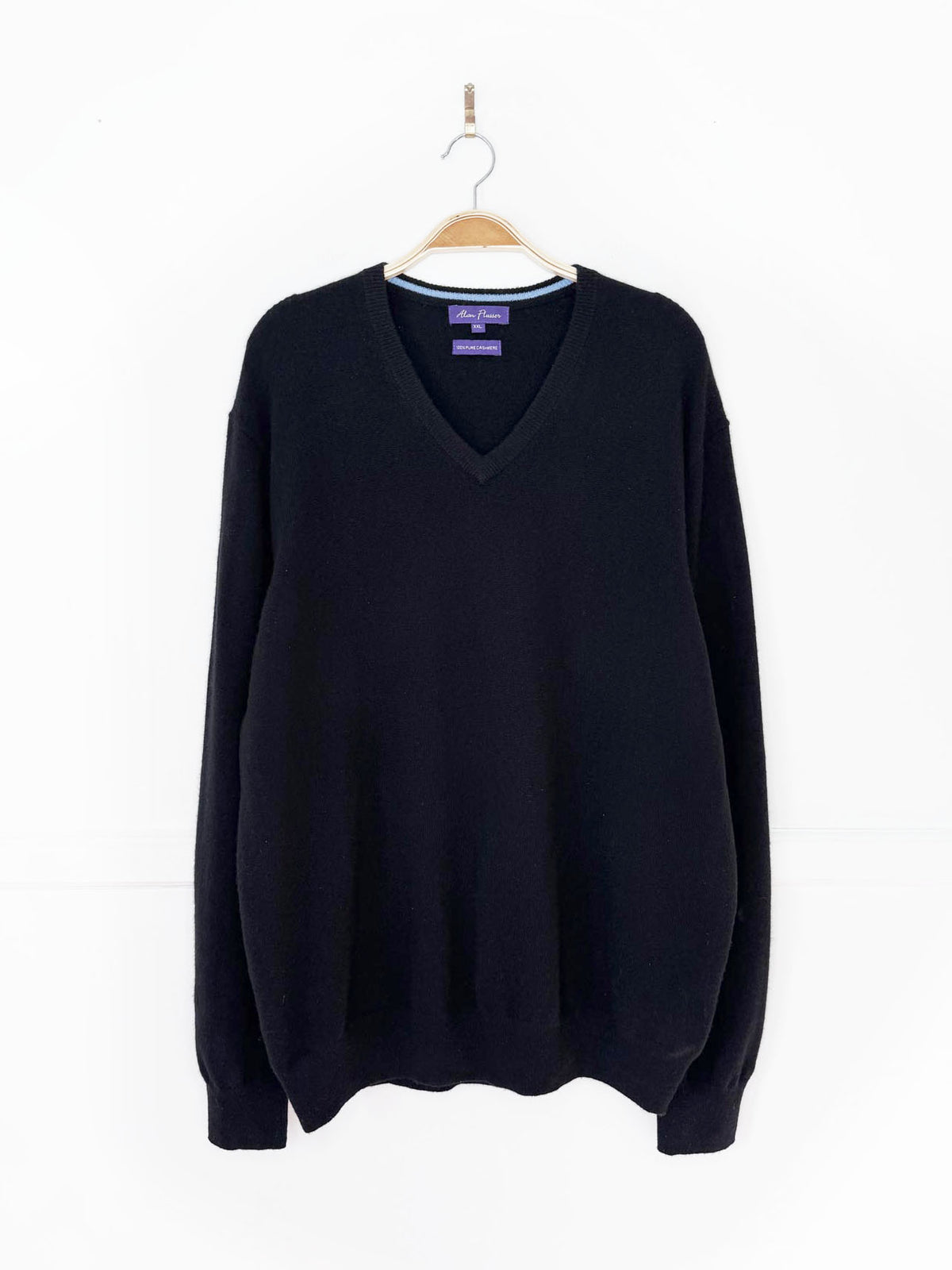 alan flusser cashmere knit v-neck sweater