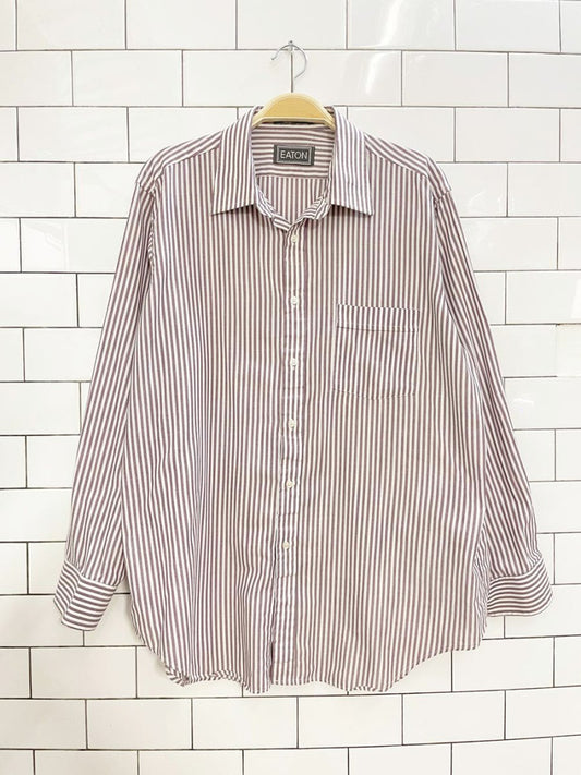 vintage eaton stripe oversized menswear shirt - good market thrift store