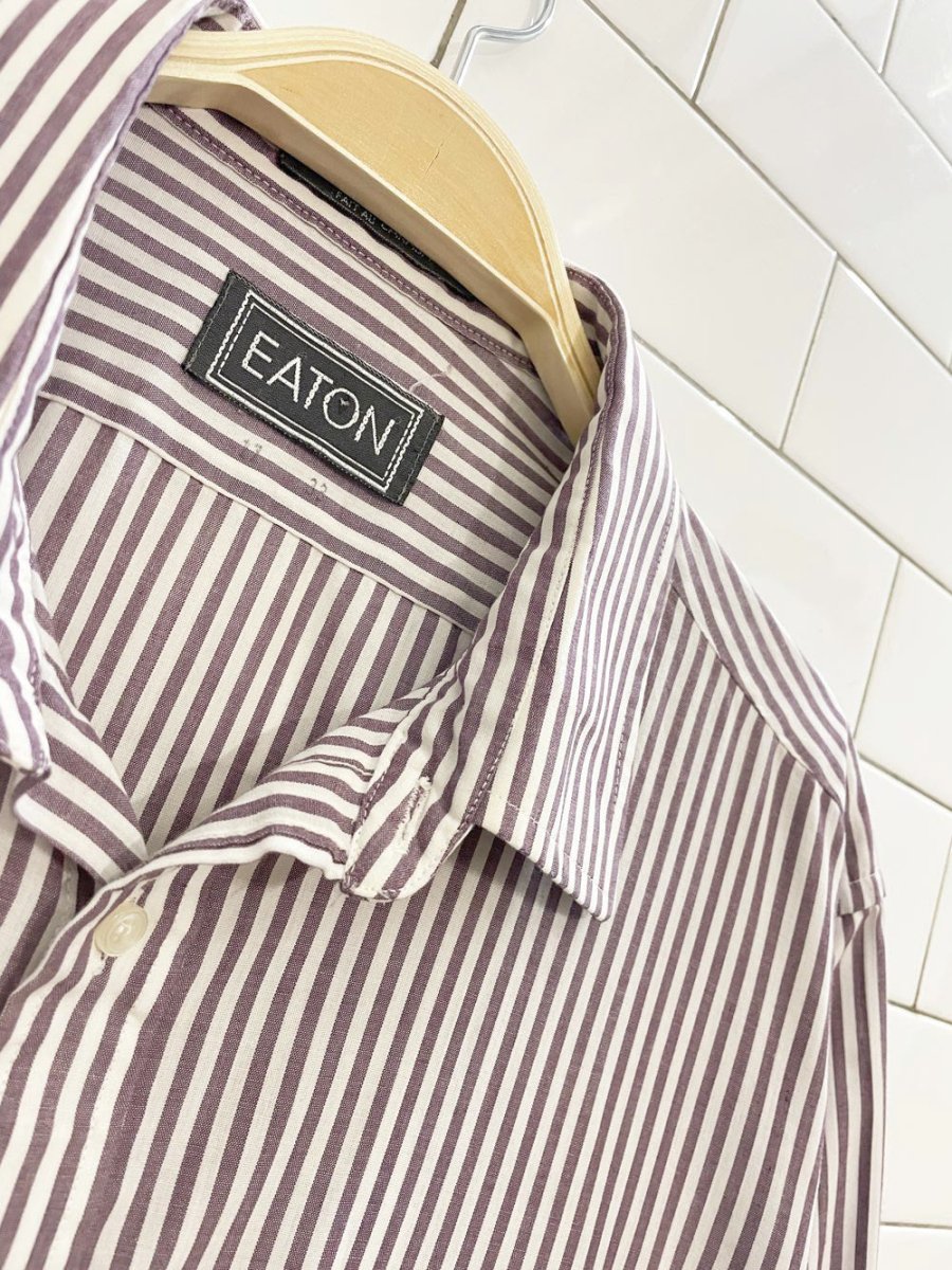 vintage eaton stripe oversized menswear shirt - good market thrift store