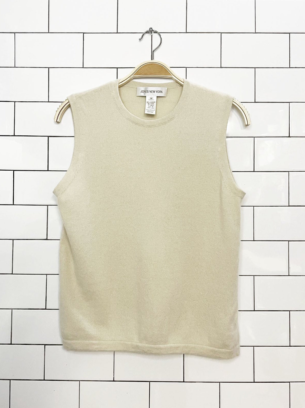 vintage 00s jones new york 100% cashmere sleeveless knit top