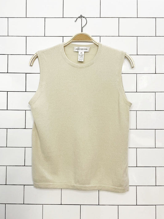 vintage 00s jones new york 100% cashmere sleeveless knit top