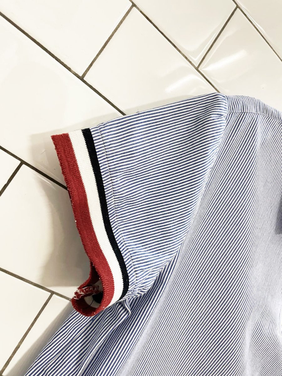 mango blue stripe cropped polo shirt - good market thrift store