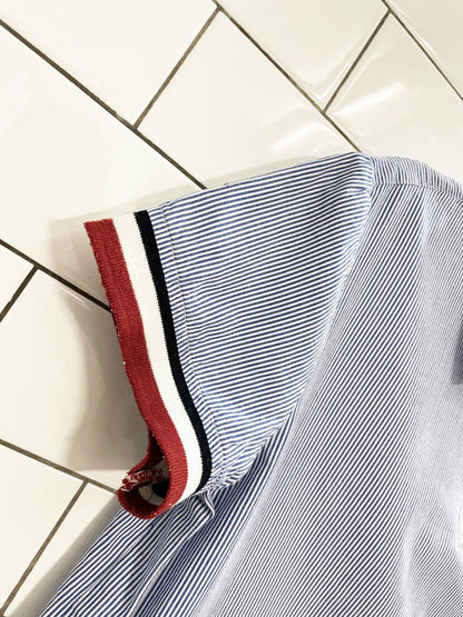 mango blue stripe cropped polo shirt - good market thrift store