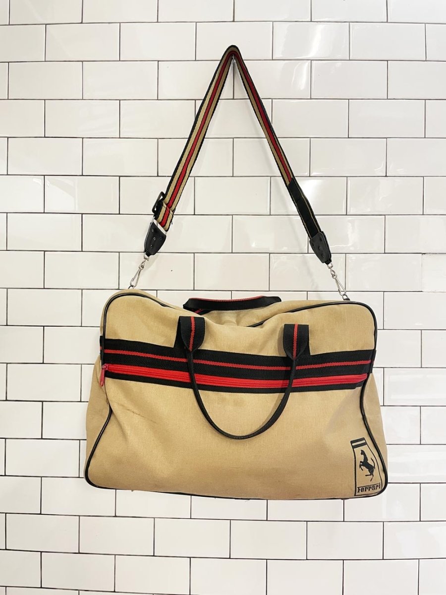 vintage 70s ferrari stripe duffle bag - good market thrift store