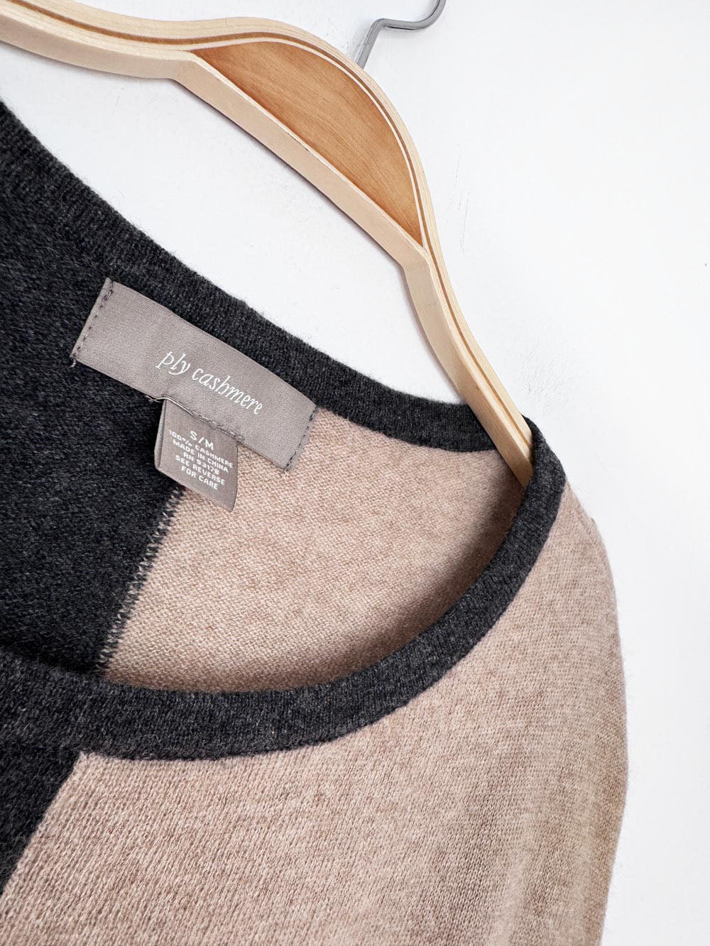 ply cashmere two-tone short sleeve knit sweater top
