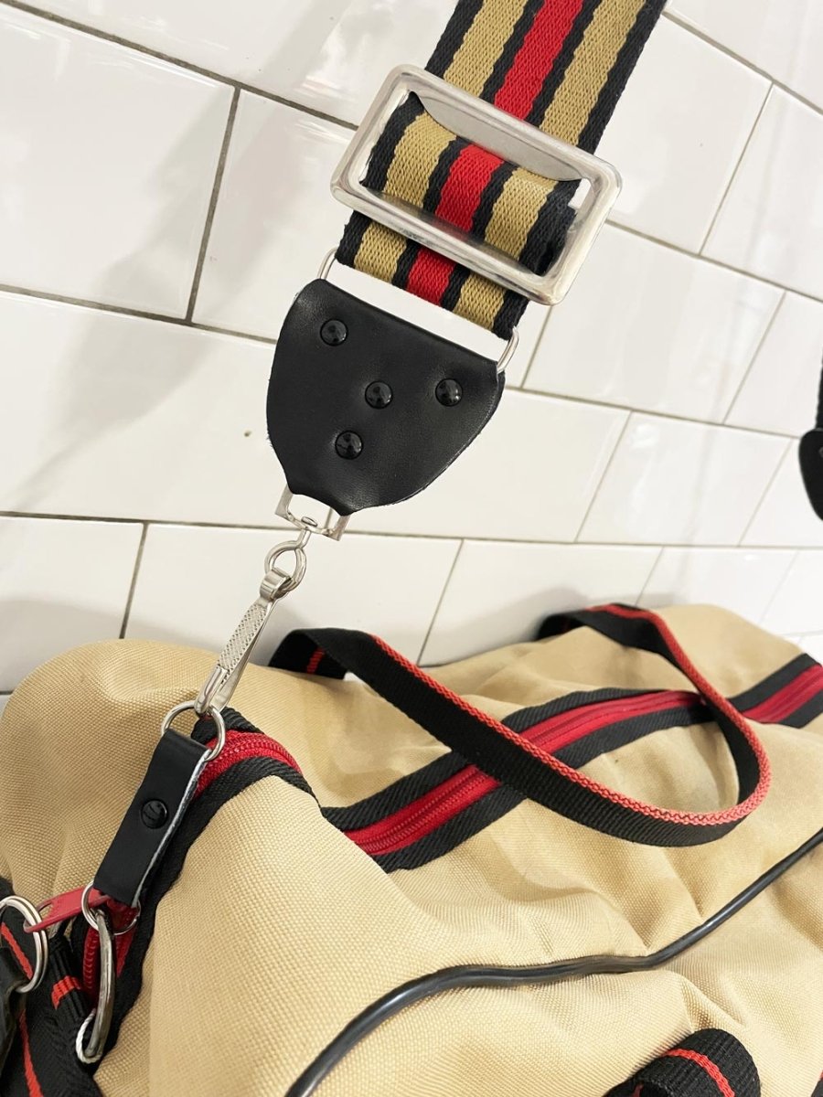 vintage 70s ferrari stripe duffle bag - good market thrift store
