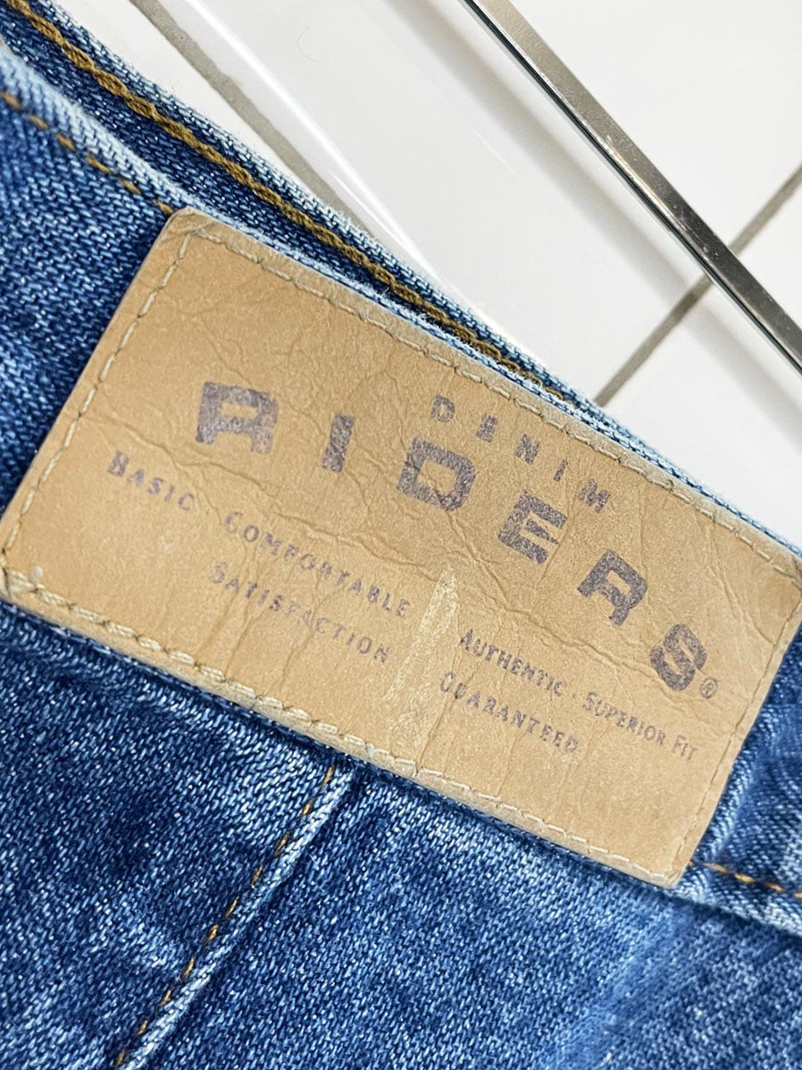 vintage 90s riders full button denim a-line midi skirt