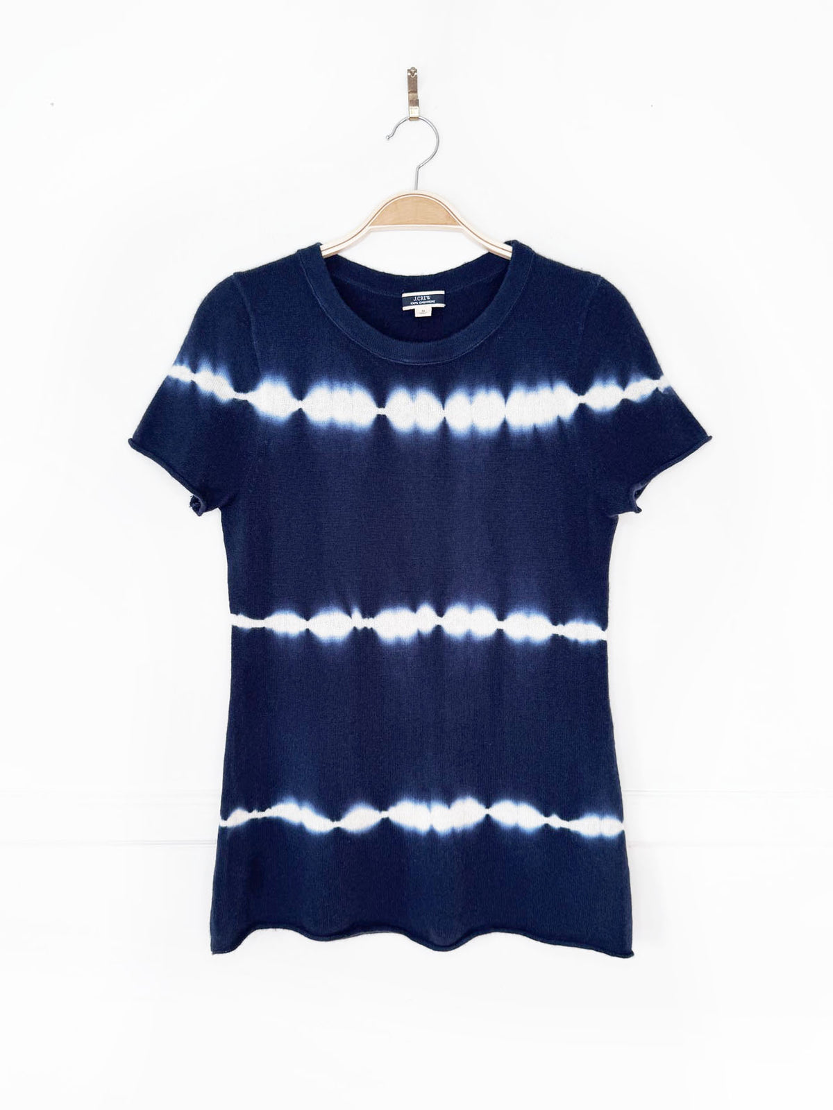 j crew 100% cashmere watercolour tie dye short sleeve knit sweater top