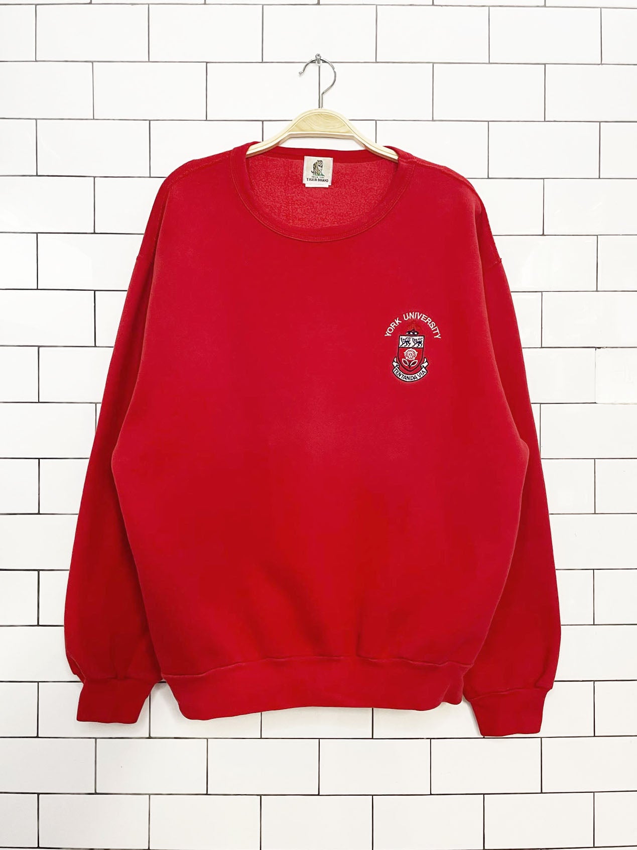 vintage 90s york university crest plush sweatshirt | tiger brand