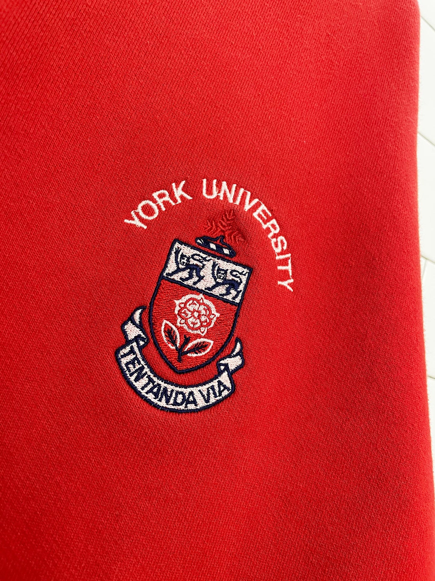 vintage 90s york university crest plush sweatshirt | tiger brand