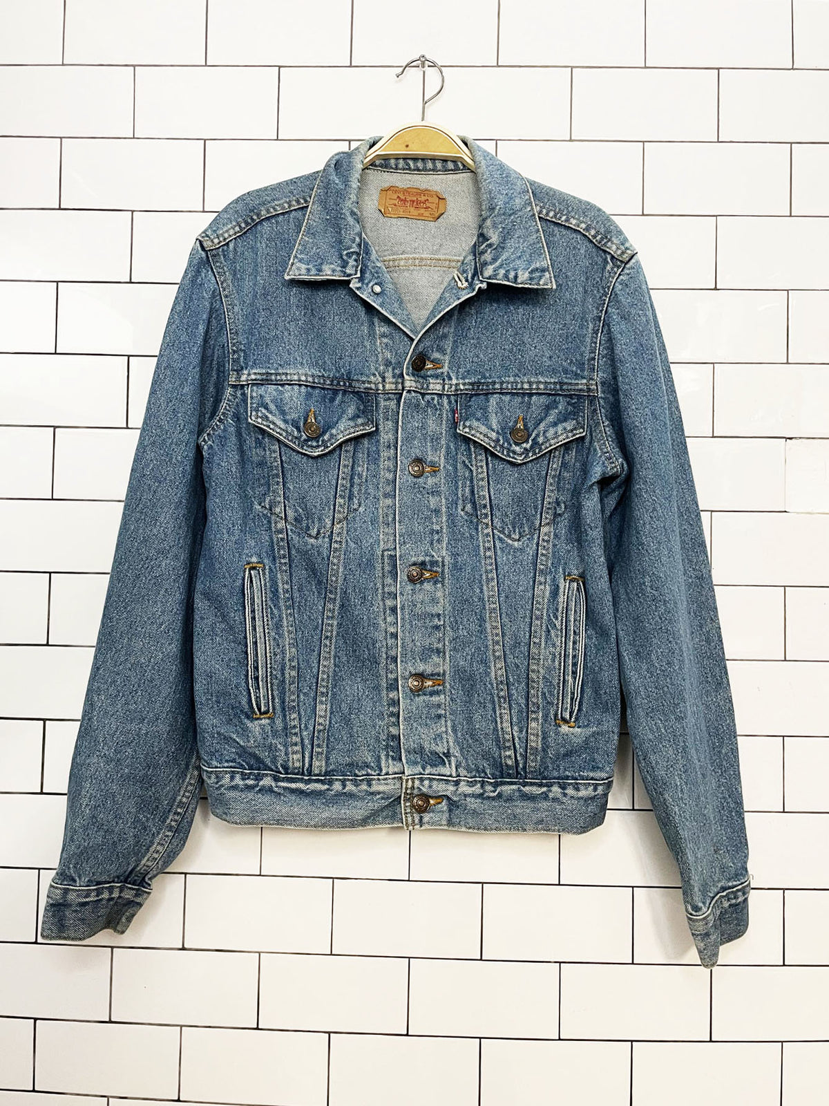 vintage 80s levi's denim metallica skull bones patch jacket | made in usa