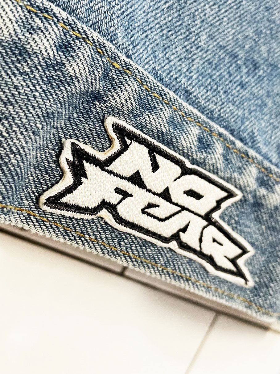 vintage 80s levi's denim metallica skull bones patch jacket | made in usa