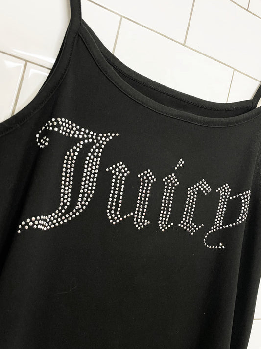 y2k juicy couture bejewelled spell out soft stretchy tank top