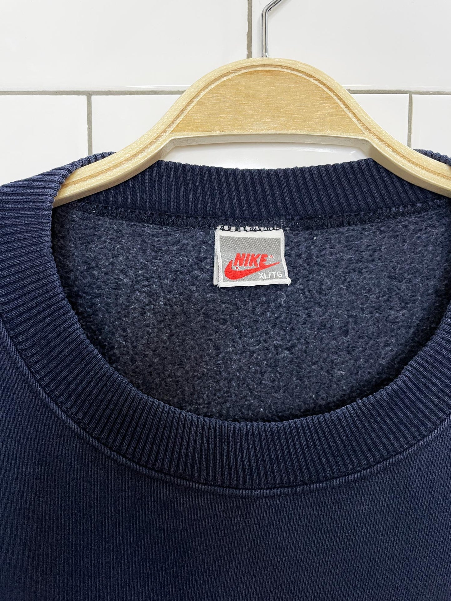 vintage 90s nike contrast stitch spell out sweatshirt | made in canada