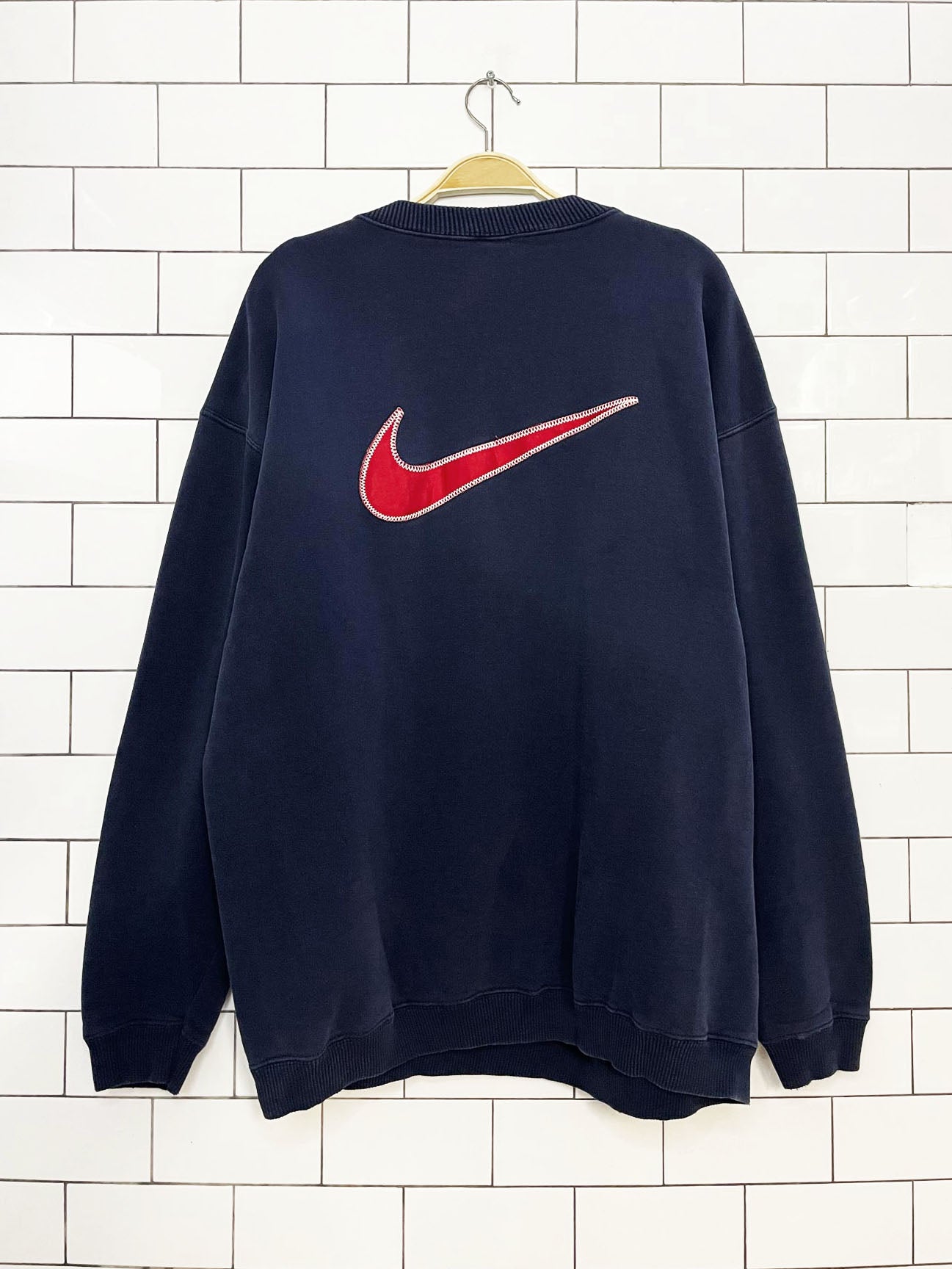 vintage 90s nike contrast stitch spell out sweatshirt | made in canada