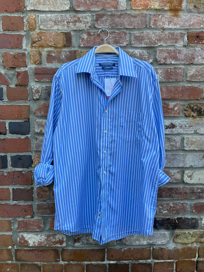 forsythe oversized blue stripe boyfriend shirt