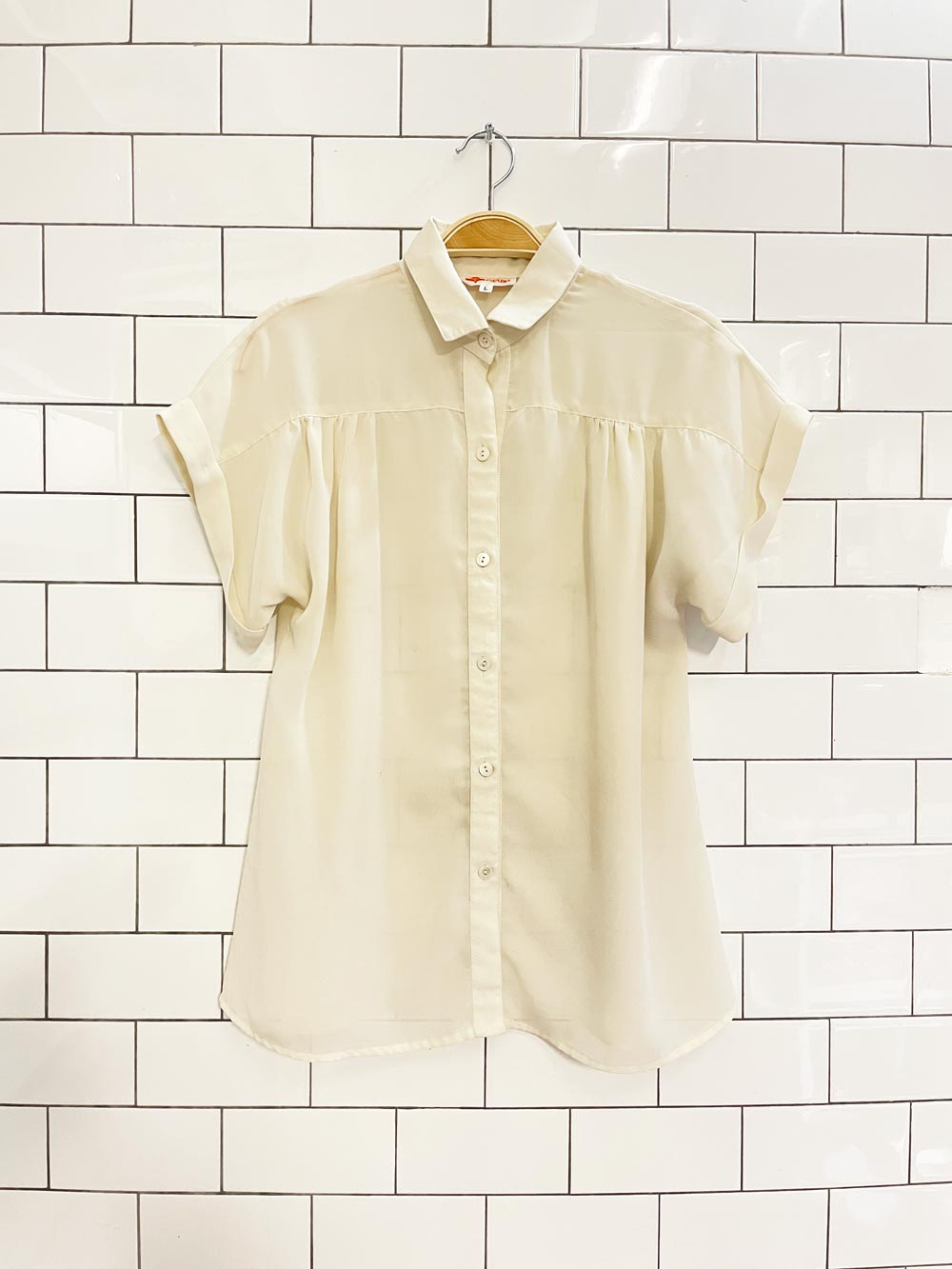 vintage 80s isetan ruched shoulder blouse - good market thrift store
