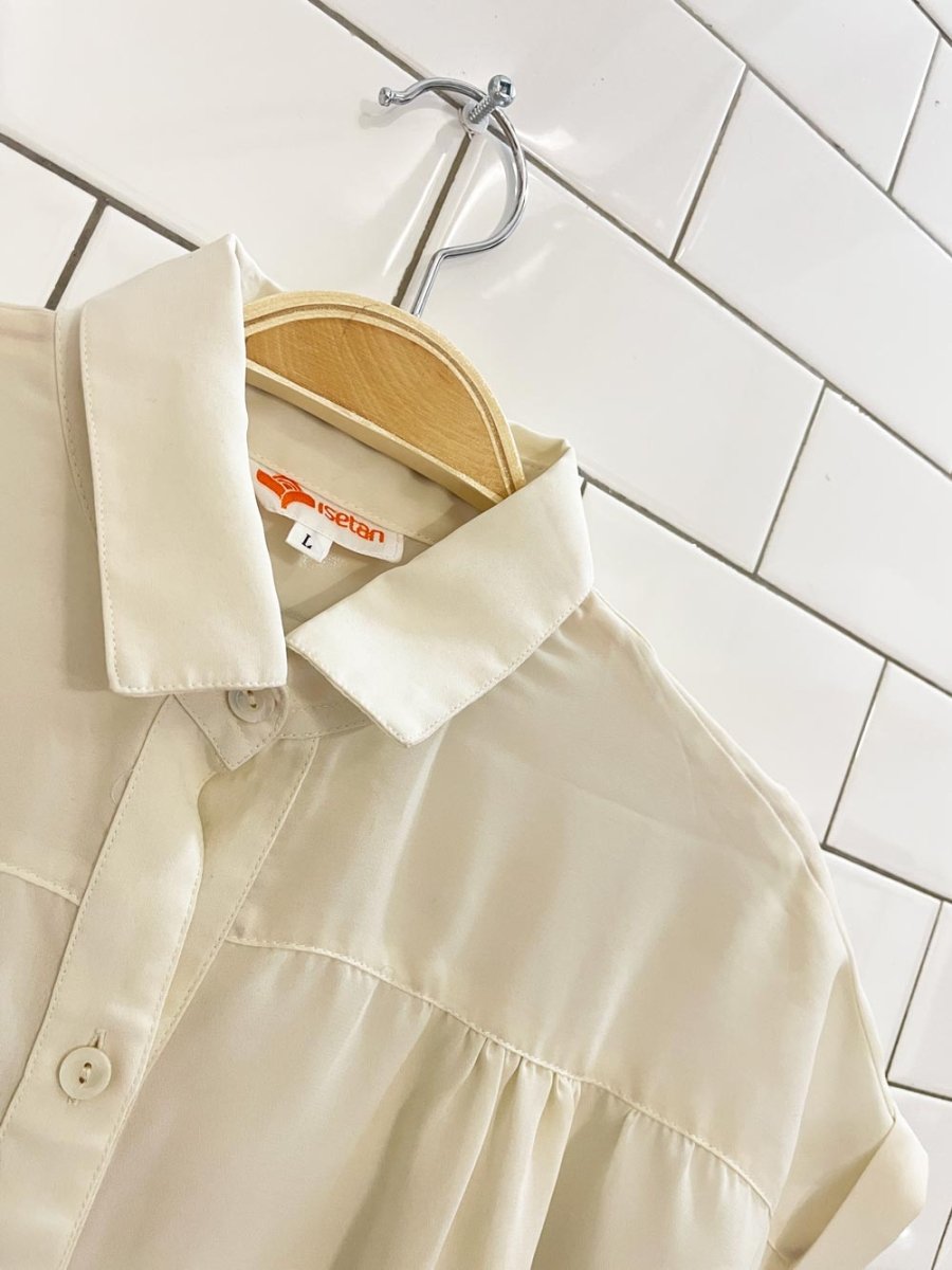 vintage 80s isetan ruched shoulder blouse - good market thrift store