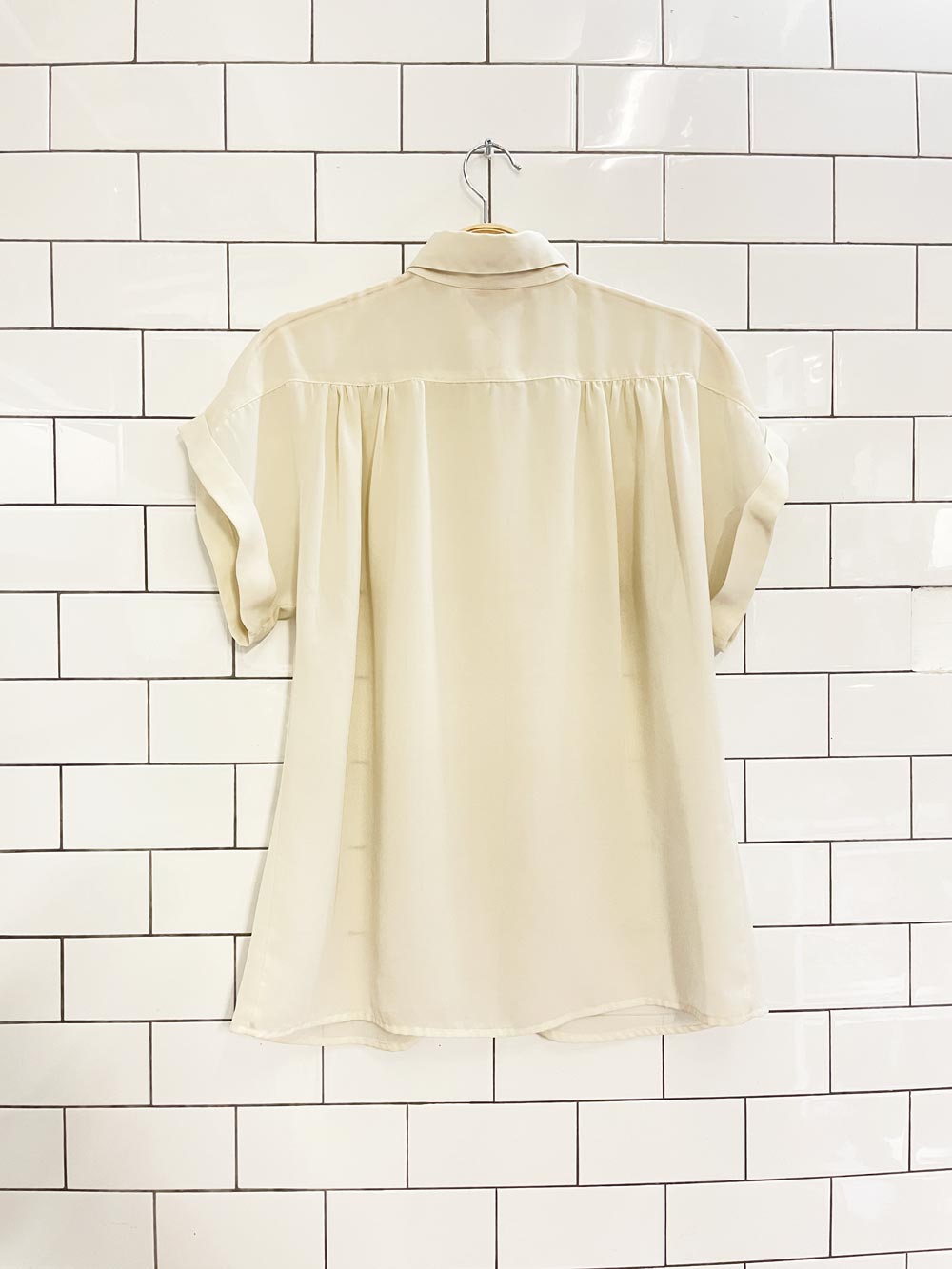 vintage 80s isetan ruched shoulder blouse - good market thrift store