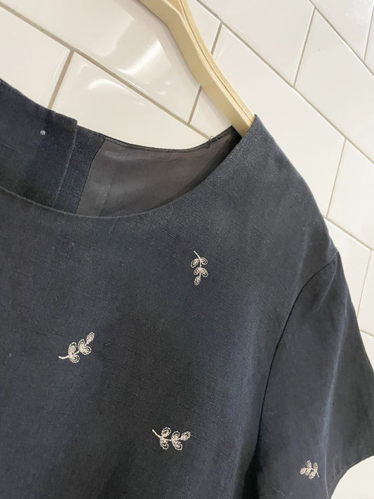 vintage 90s talbots silk - linen button back top - good market thrift store