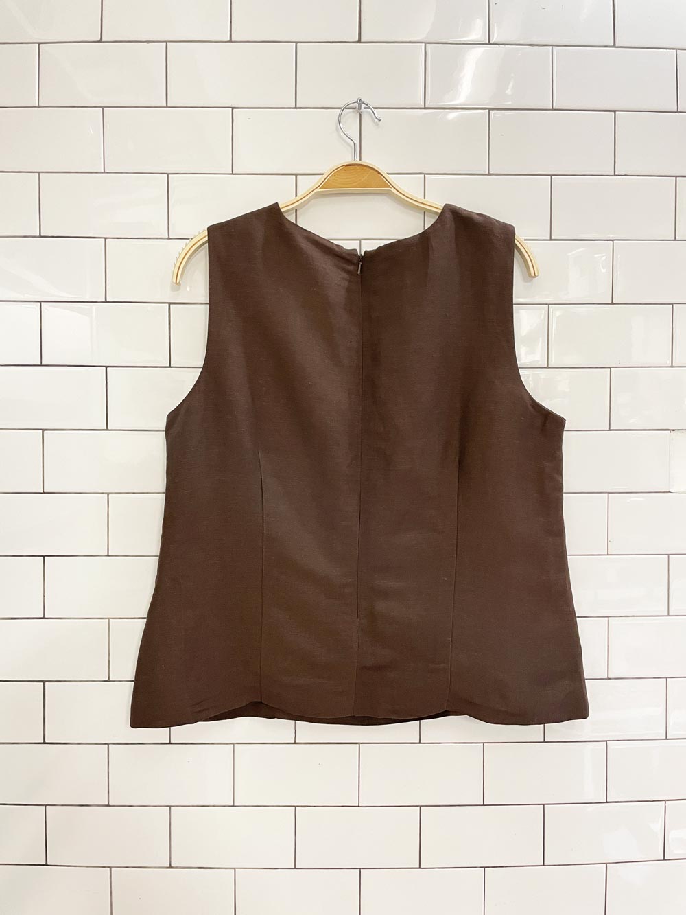 y2k paraphrase flower embroidered linen tank - good market thrift store