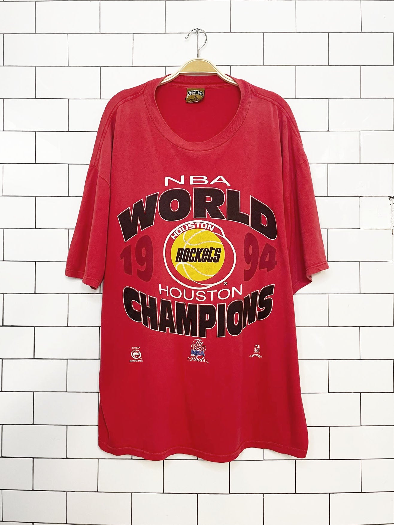 vintage 90s nutmeg houston rockets NBA basketball tee  | made in usa | world champions 1994