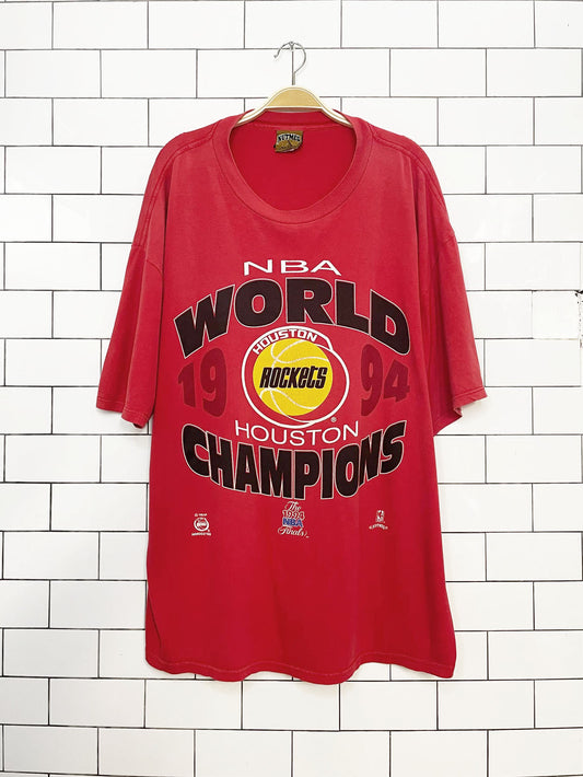 vintage 90s nutmeg houston rockets NBA basketball tee  | made in usa | world champions 1994