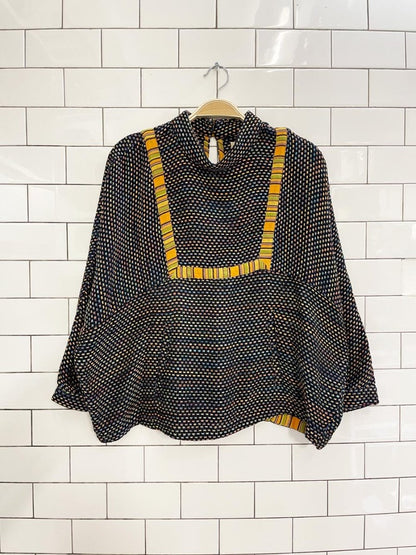 warm pre - fall 2020 col. woven boho pullover | made in USA - good market thrift store