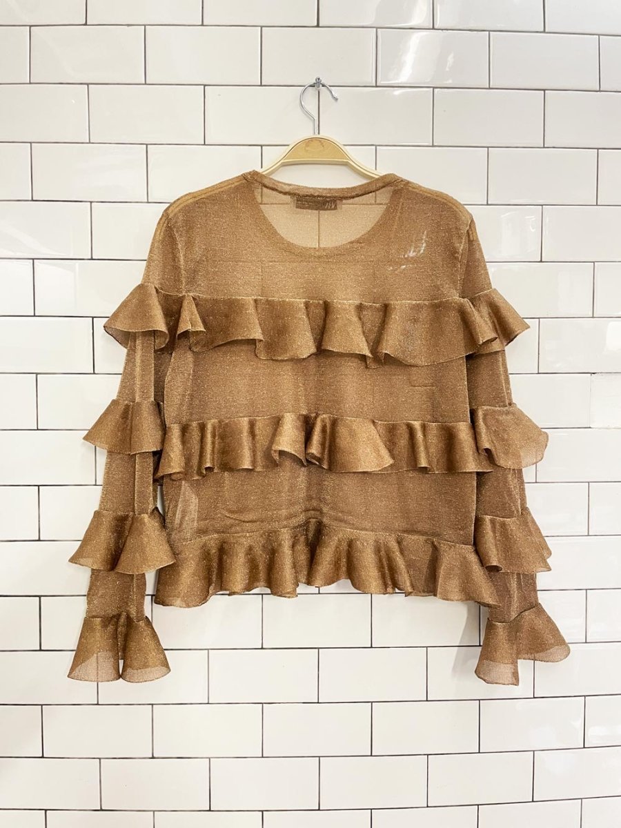 zara ruffle metallic knit top - good market thrift store