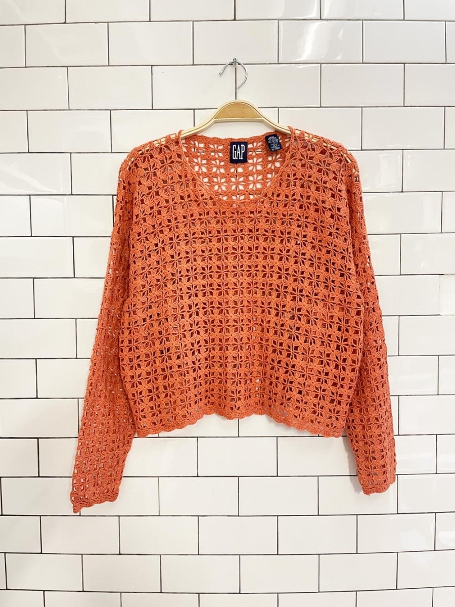 vintage 90s gap flower crochet knit top - good market thrift store