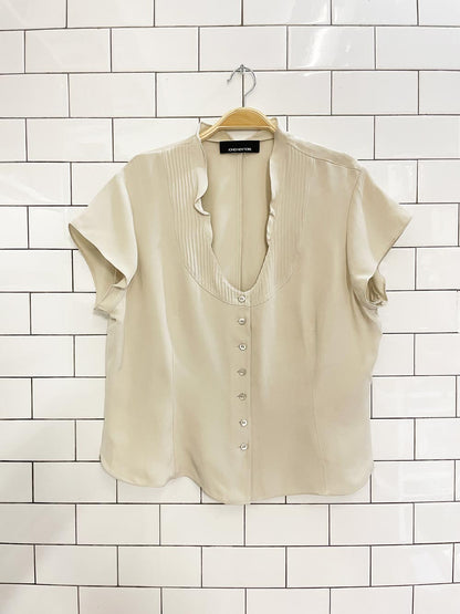 vintage 00s jones new york silk tuxedo blouse - good market thrift store