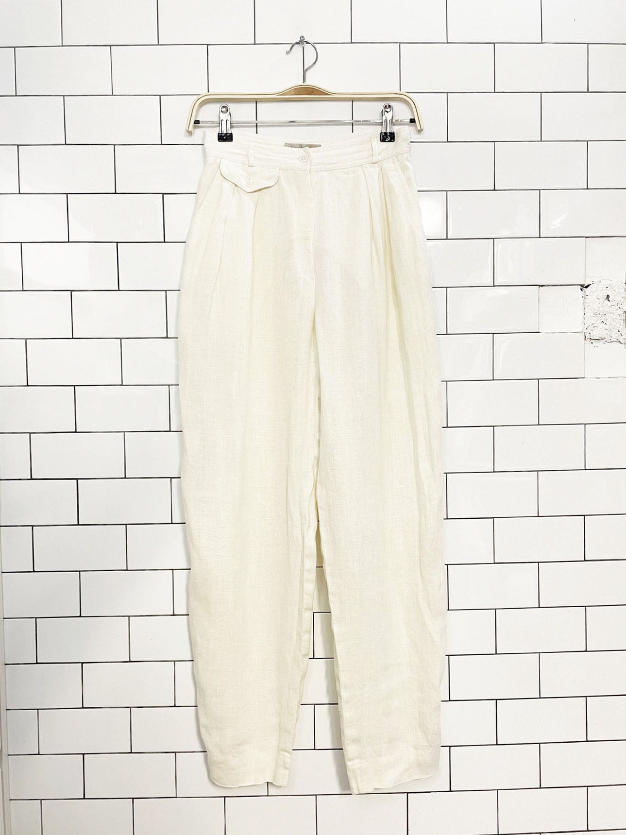 vintage liz claiborne 100% linen pleated pants
