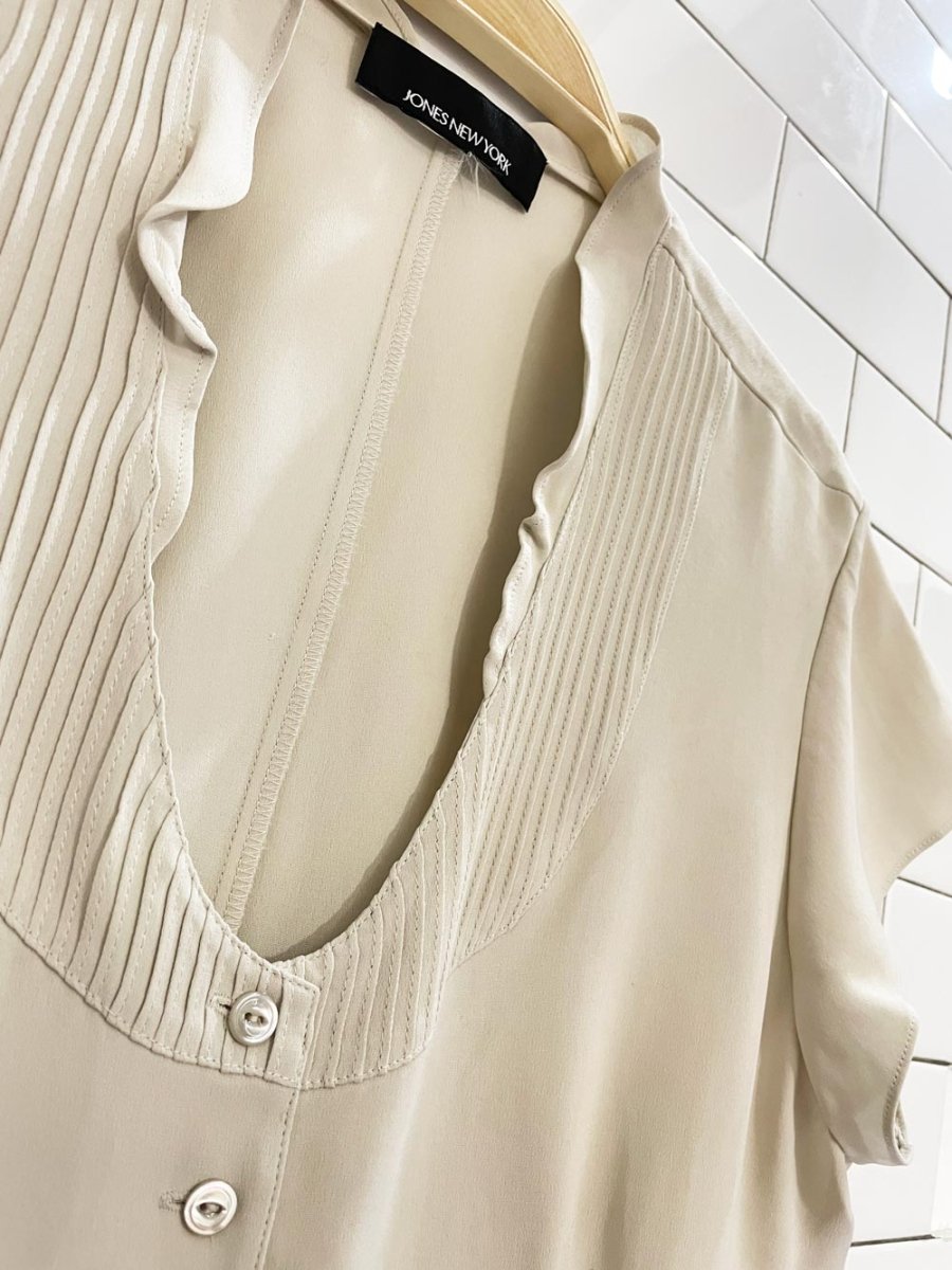 vintage 00s jones new york silk tuxedo blouse - good market thrift store