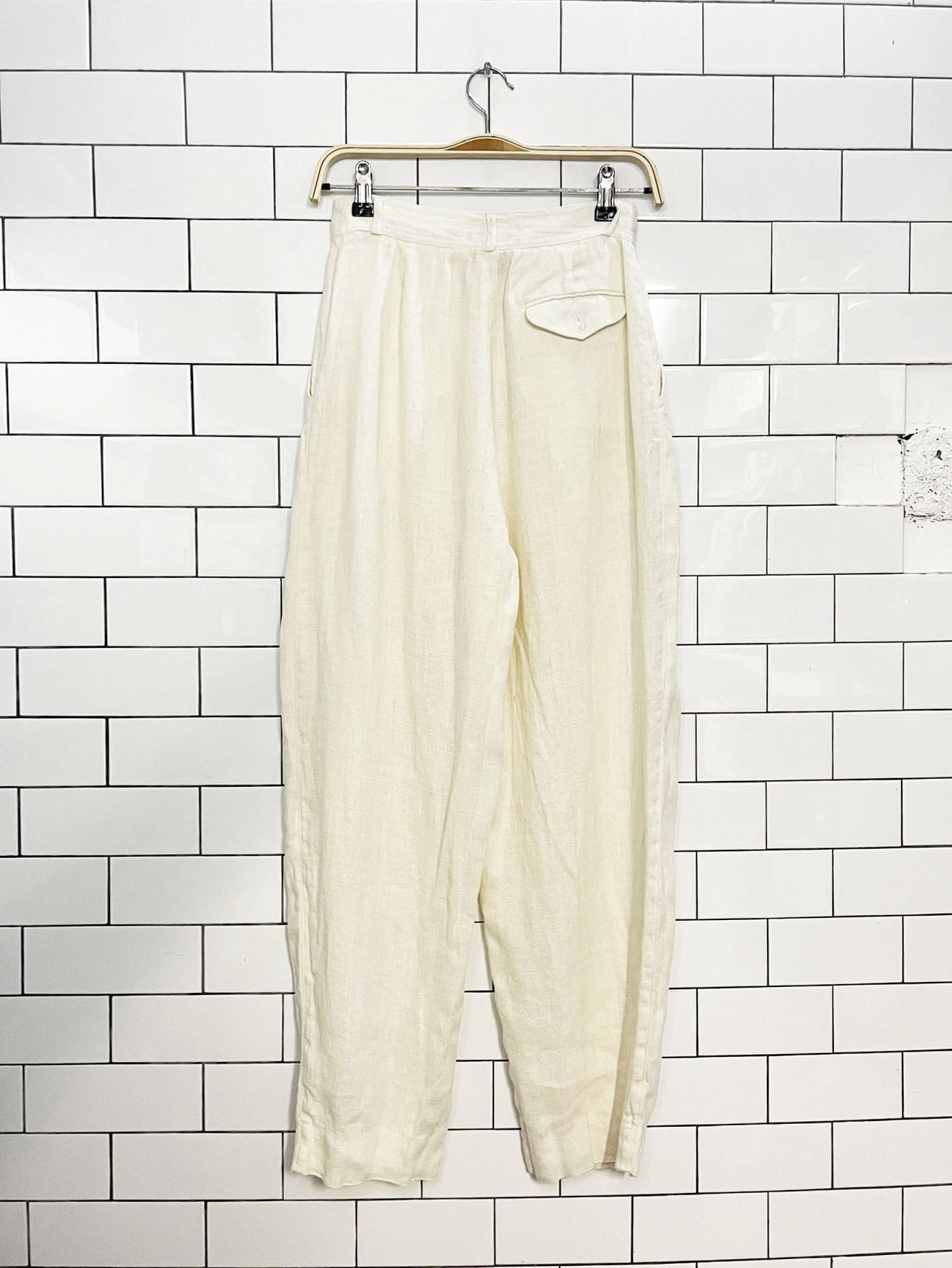 vintage liz claiborne 100% linen pleated pants