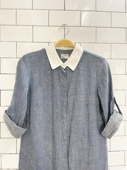 club monaco 100% linen contrast collar dress - good market thrift store