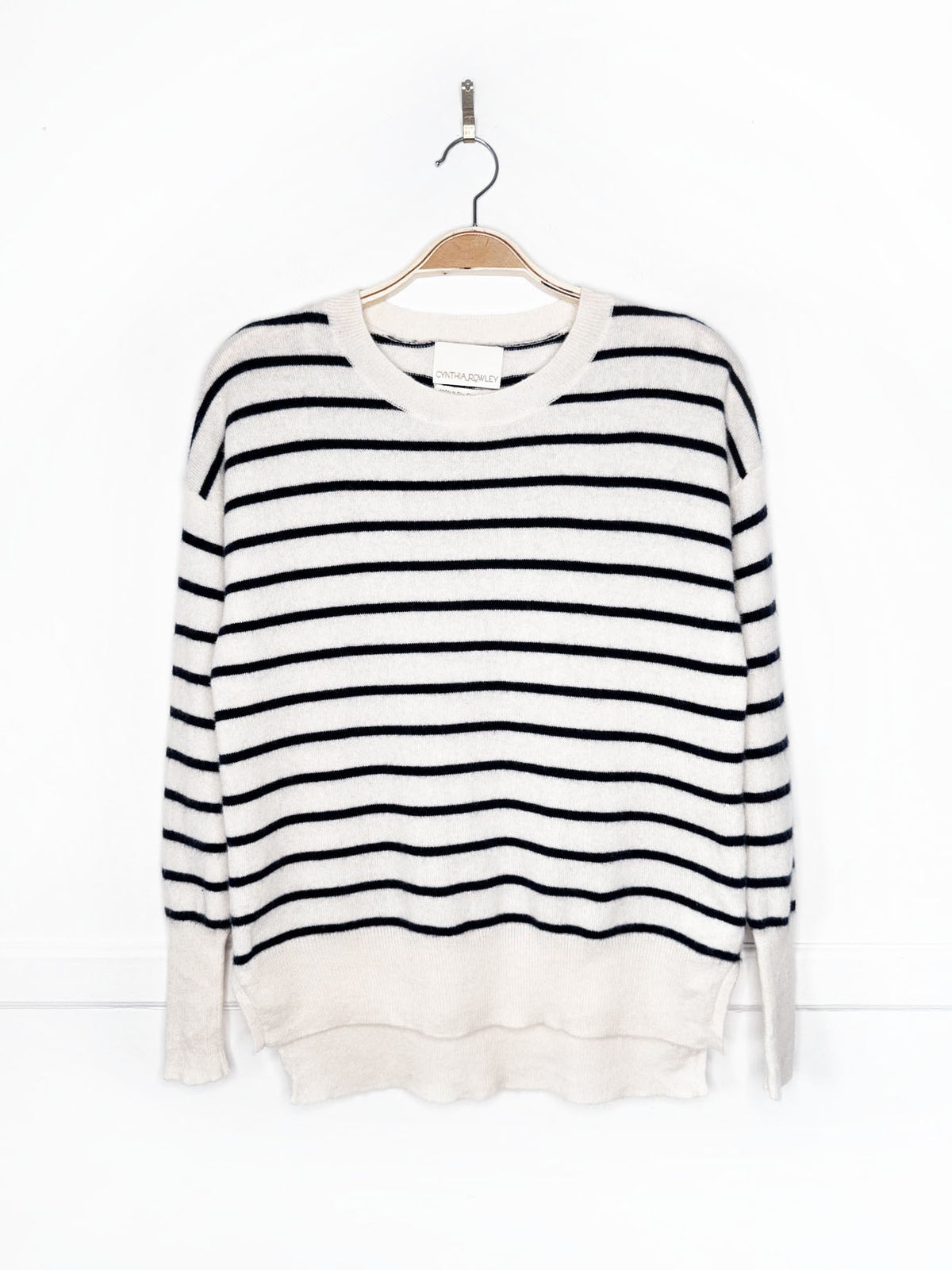 cynthia rowley 100% cashmere knit oversized striped sweater
