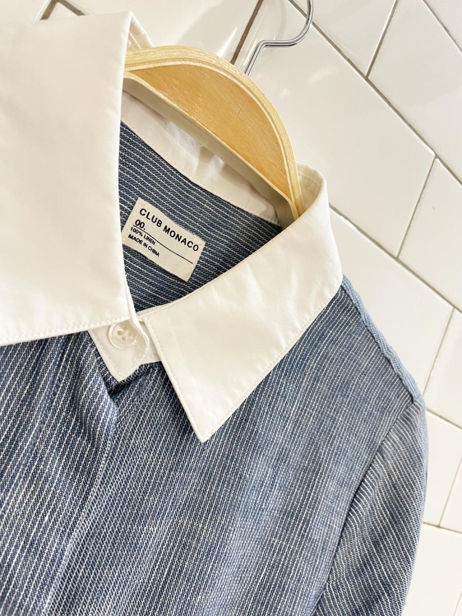 club monaco 100% linen contrast collar dress - good market thrift store