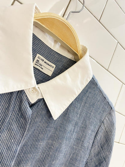 club monaco 100% linen contrast collar dress - good market thrift store