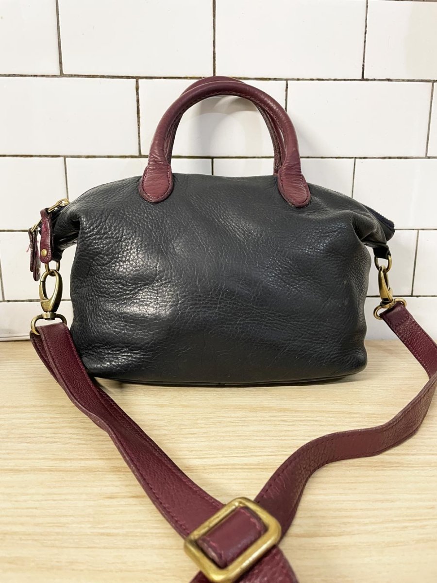 vintage roots top handle leather crossbody bag - good market thrift store