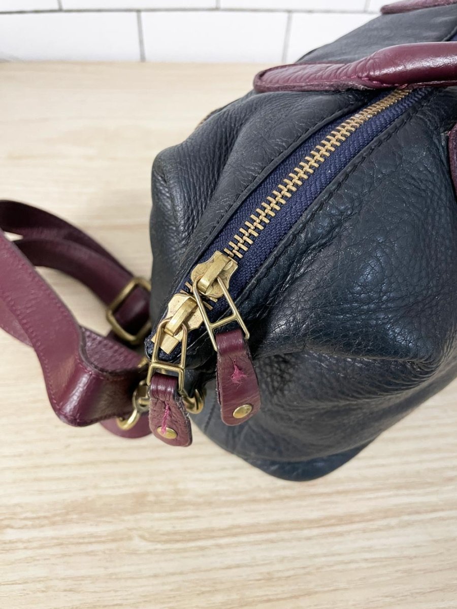 vintage roots top handle leather crossbody bag - good market thrift store