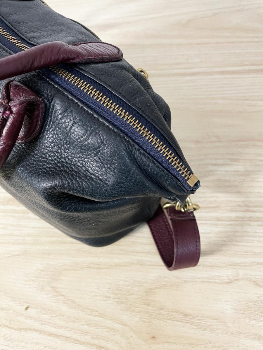 vintage roots top handle leather crossbody bag - good market thrift store