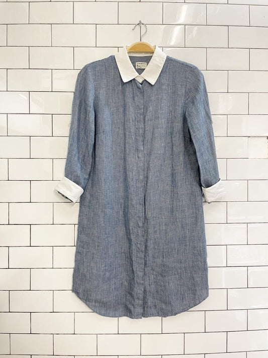 club monaco 100% linen contrast collar dress - good market thrift store