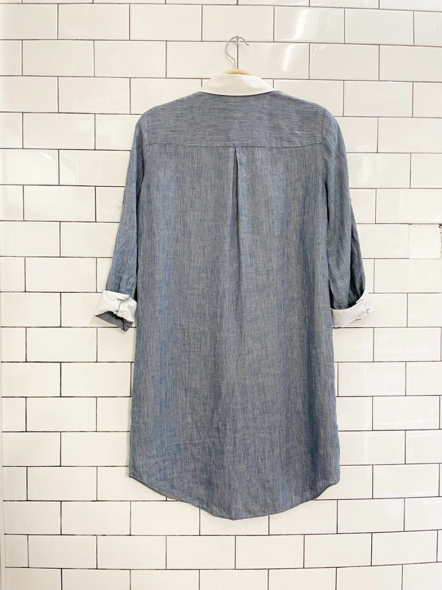 club monaco 100% linen contrast collar dress - good market thrift store