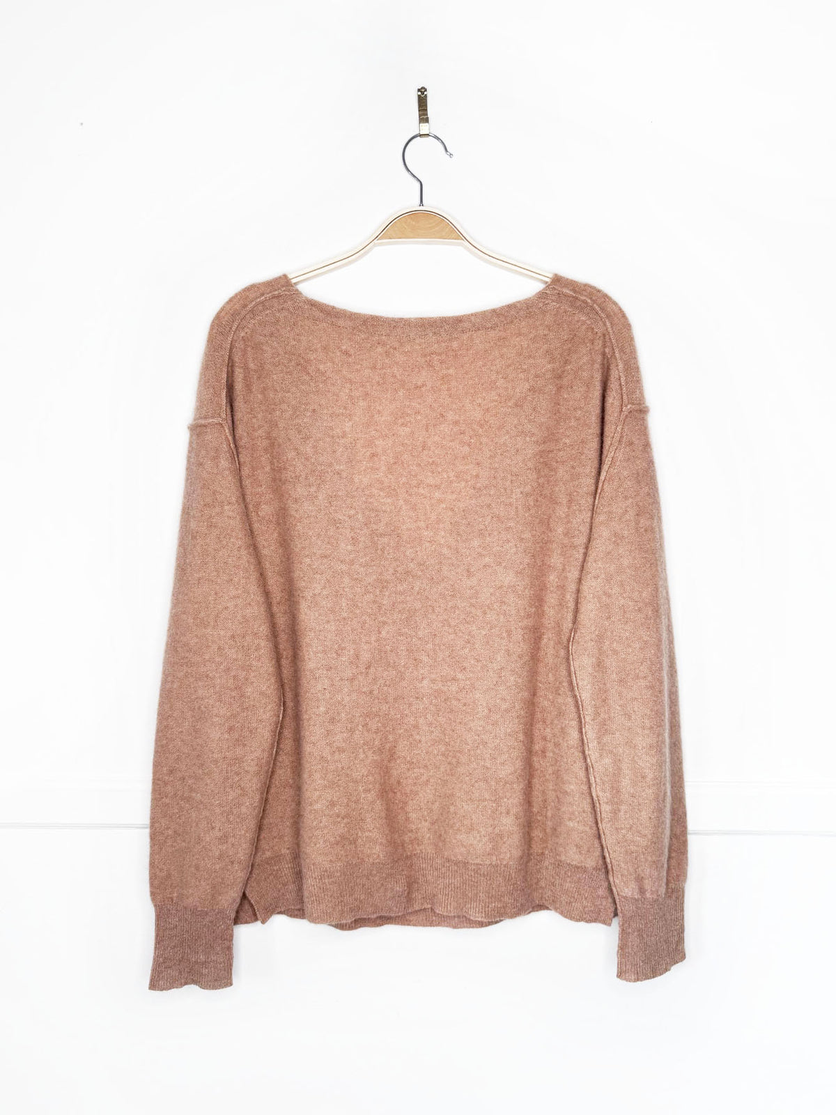 free people 100% cashmere knit oversized boxy v-neck sweater